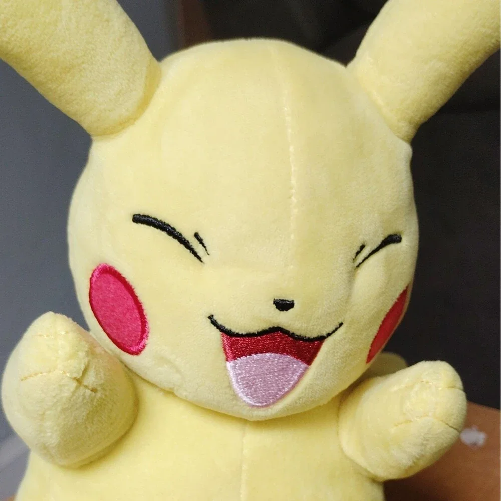 Pokemon Laughing Pikachu Eyes Closed Happy 8" Plush 2021 Nintendo Stuffed Yellow - Picture 2 of 3